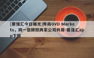 [要懂汇今日曝光]券商GVD Markets，同一张牌照两家公司共用-要懂汇app下载