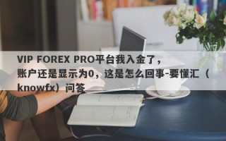 VIP FOREX PRO平台我入金了，账户还是显示为0，这是怎么回事-要懂汇（knowfx）问答