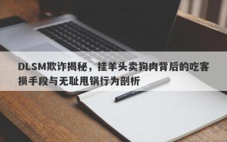 DLSM欺诈揭秘，挂羊头卖狗肉背后的吃客损手段与无耻甩锅行为剖析