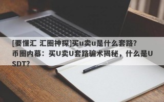 [要懂汇 汇圈神探]买u卖u是什么套路？币圈内幕：买U卖U套路骗术揭秘，什么是USDT？