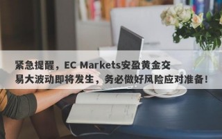 紧急提醒，EC Markets安盈黄金交易大波动即将发生，务必做好风险应对准备！