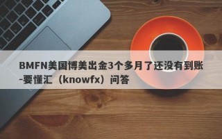 BMFN美国博美出金3个多月了还没有到账-要懂汇（knowfx）问答