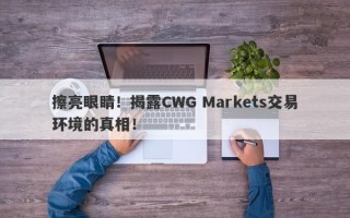 擦亮眼睛！揭露CWG Markets交易环境的真相！