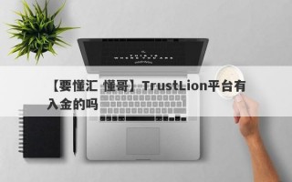 【要懂汇 懂哥】TrustLion平台有入金的吗
