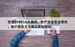 惊现EXNESS大漏洞，账户资金安全堪忧，用户损失三千美元真相揭秘！