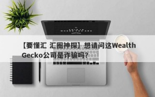 【要懂汇 汇圈神探】想请问这Wealth Gecko公司是诈骗吗？
