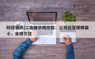 财经快讯|二连板华嵘控股：公司经营规模偏小，业绩欠佳