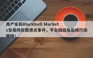 用户亲历Blackbull Markets交易所巨额滑点事件，平台回应及后续行动揭晓！